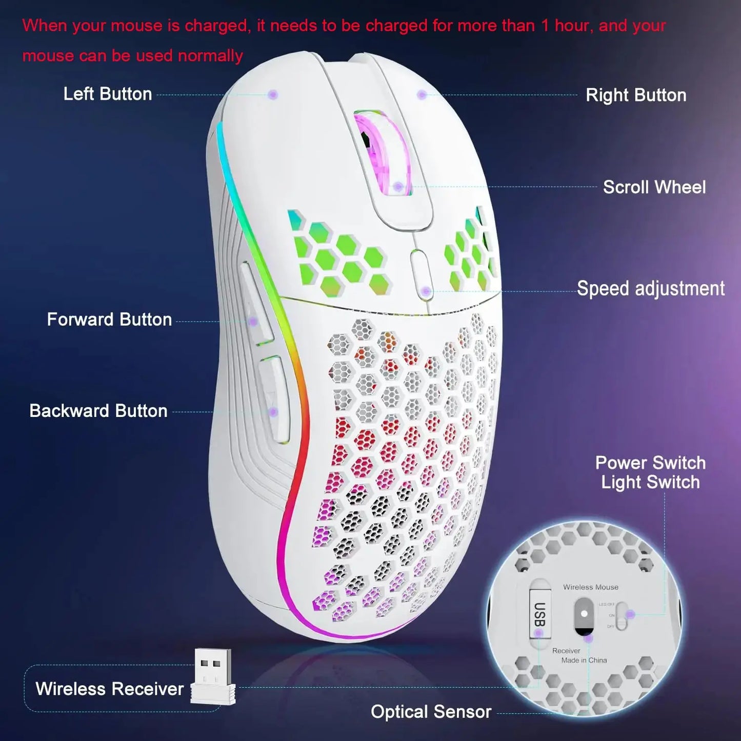 Trådlös Ergonomisk Gamingmus