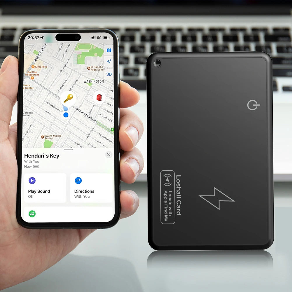 Tunn GPS-Plånbok med Trådlös Laddning