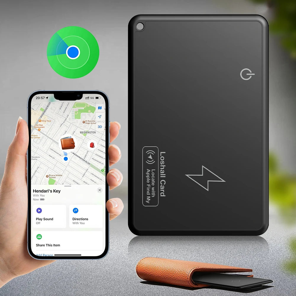 Tunn GPS-Plånbok med Trådlös Laddning