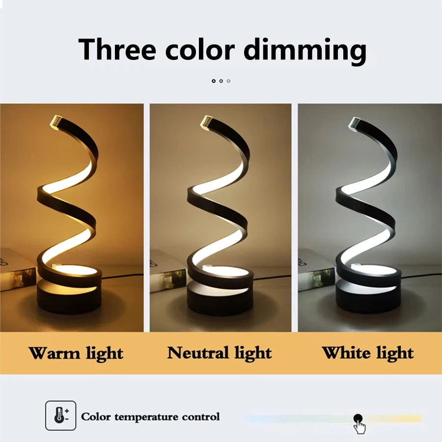 Spiralformad LED-bordslampa med USB