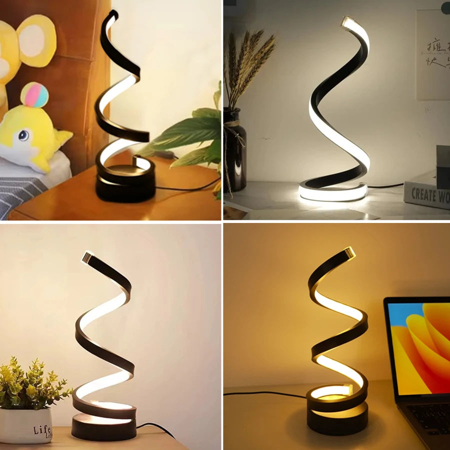 Spiralformad LED-bordslampa med USB