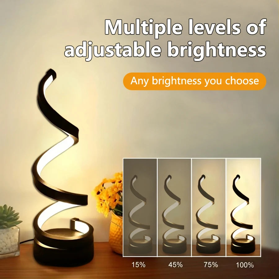 Spiralformad LED-bordslampa med USB