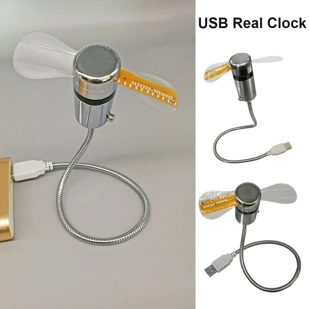 USB-Fläkt med LED-Klocka & Temperaturvisning