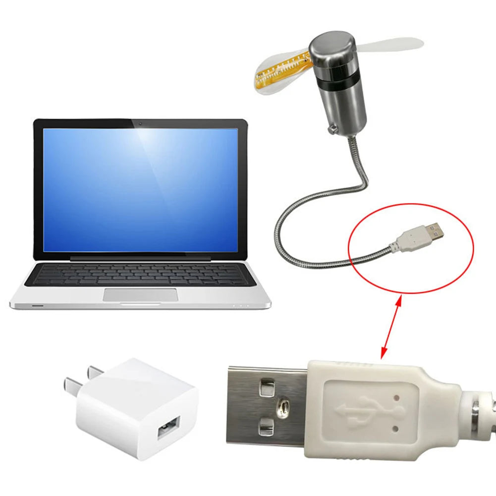 USB-Fläkt med LED-Klocka & Temperaturvisning