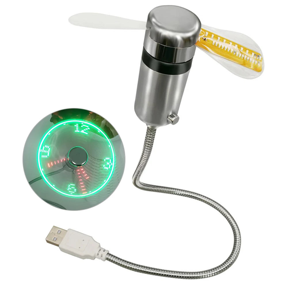 USB-Fläkt med LED-Klocka & Temperaturvisning