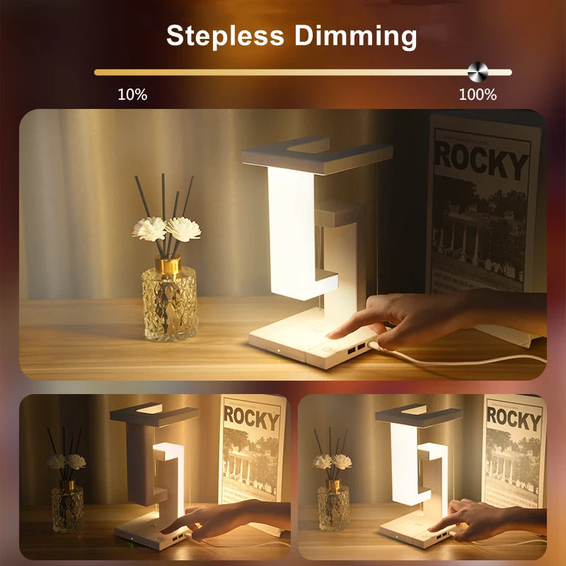 Svävande LED-lampa med Trådlös Laddning
