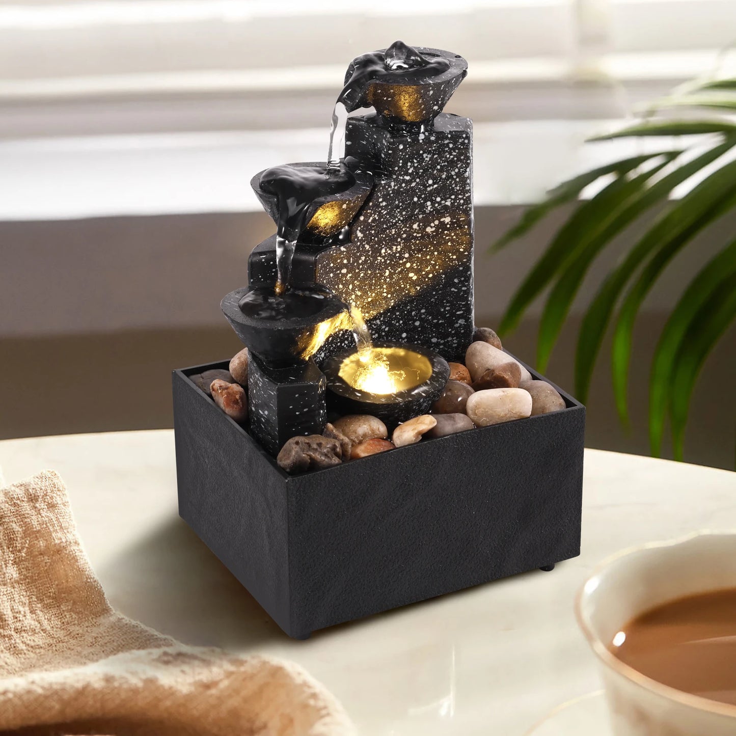 ZenFlow Bordfontän med LED-ljus