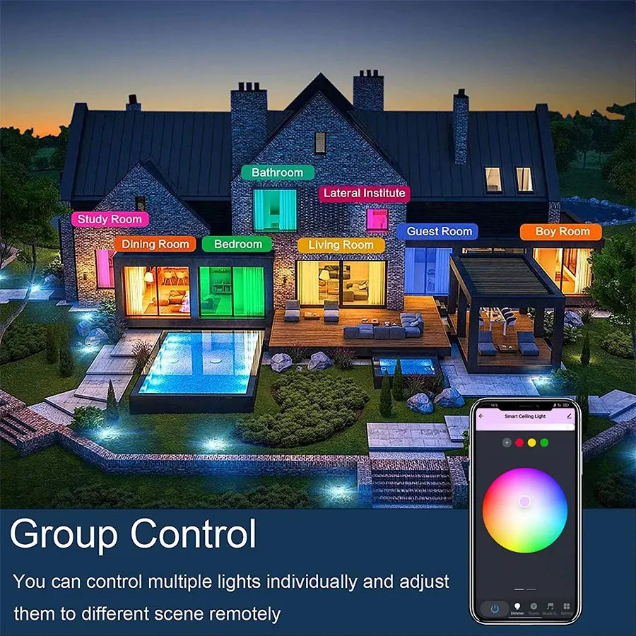 Smart RGB WiFi-taklampa – Alexa & Google Home