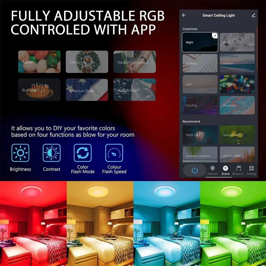 Smart RGB WiFi-taklampa – Alexa & Google Home