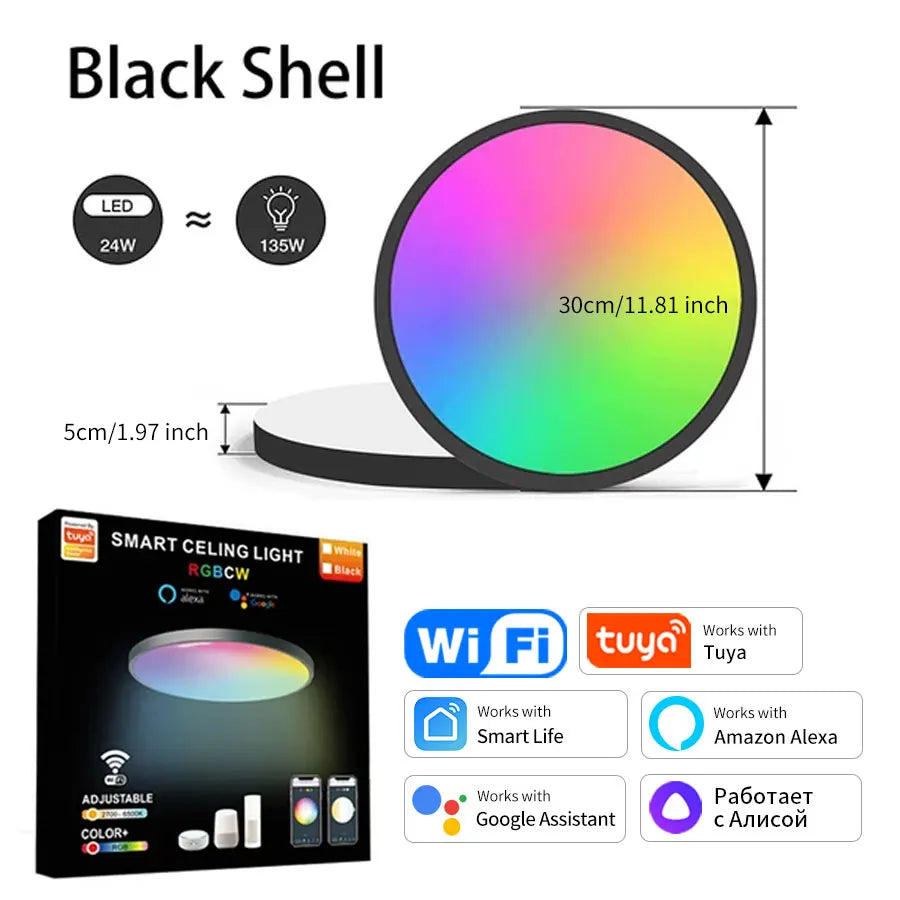 Smart RGB WiFi-taklampa – Alexa & Google Home