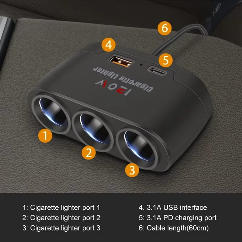 3-Port USB-laddare till bilen