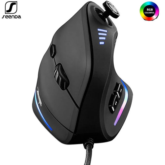 SeenDa Vertikal RGB-Gamingmus med Joystick