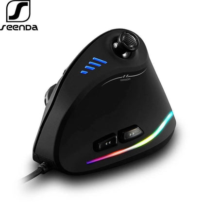 SeenDa Vertikal RGB-Gamingmus med Joystick