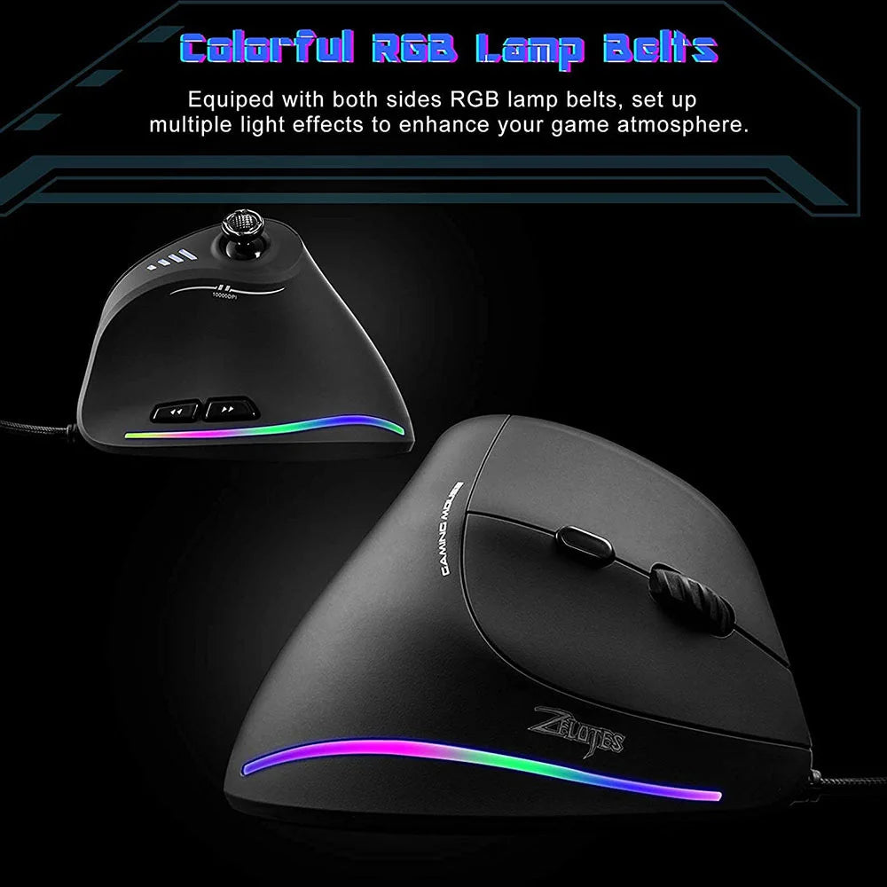 SeenDa Vertikal RGB-Gamingmus med Joystick
